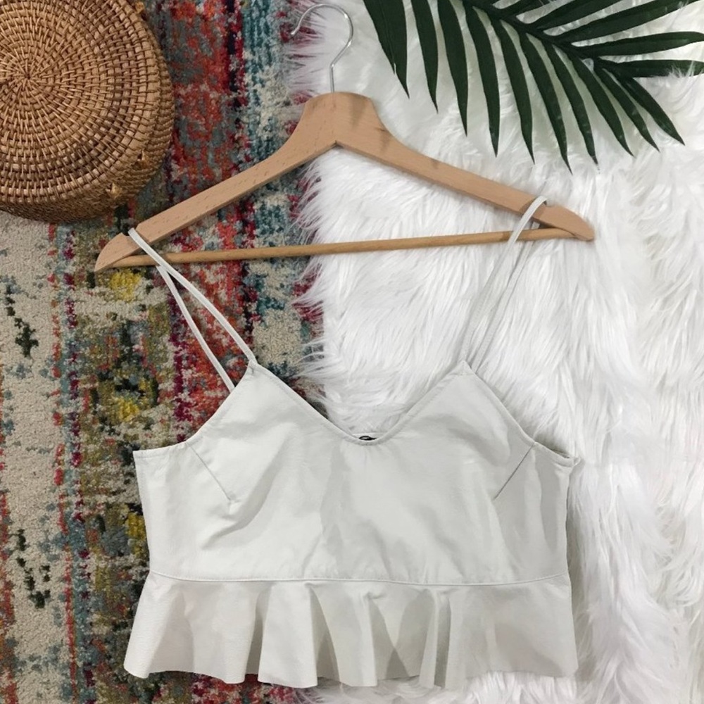 Zara White Faux Leather Crop